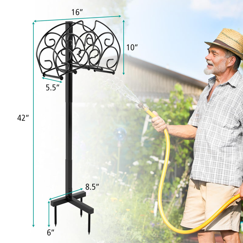 Load image into Gallery viewer, Goplus Garden Hose Holder, Detachable Metal Hose Stand Rack with 3 Anchor Points
