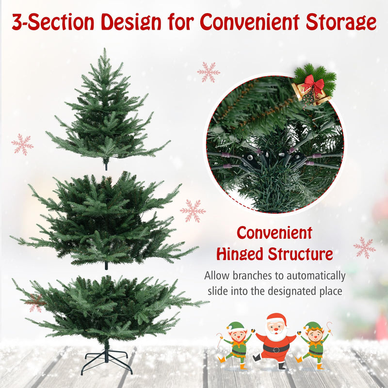 Load image into Gallery viewer, Goplus 6ft Faux Hinged Xmas Full Tree with 240 Warm White LED Lights, 778 Branch Tips
