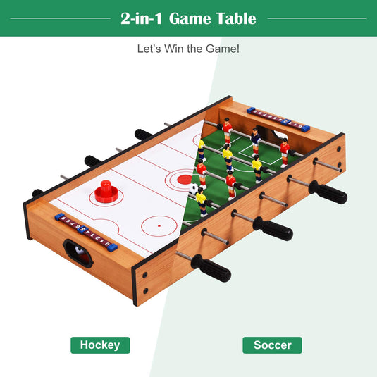 Goplus 2 in 1 Multi Game Table, Mini Foosball Table & Air Hockey Table with Realistic Playing Field