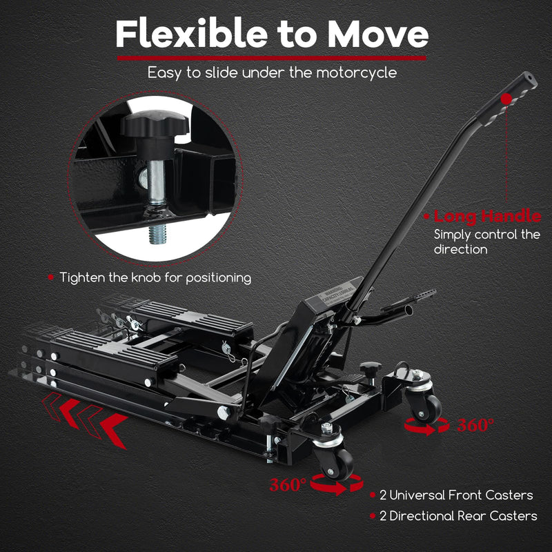 Load image into Gallery viewer, Goplus 1500 LBS Motorcycle Lift Jack, Hydraulic Motorcycle Hoist w/Footplates &amp; Long Handle
