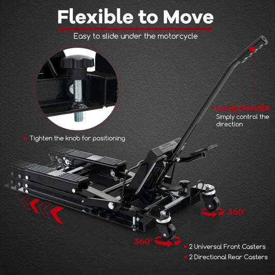 Goplus 1500 LBS Motorcycle Lift Jack, Hydraulic Motorcycle Hoist w/Footplates & Long Handle