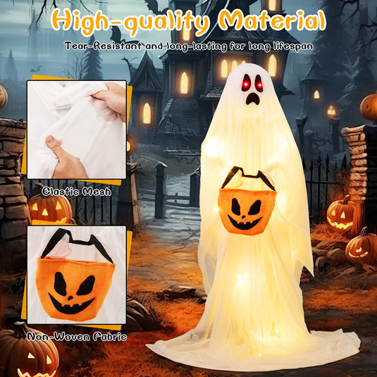 Goplus Halloween Light Up Family Ghosts, 4 PCS LED Glowing Halloween Ghosts