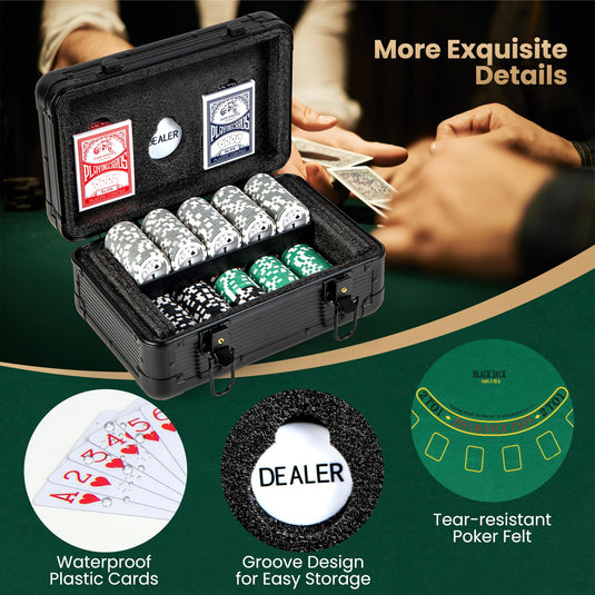 Goplus Poker Chip Set, Casino Poker Chips with 300 PCS Chips, 6 Decks Cards, Dealer Button