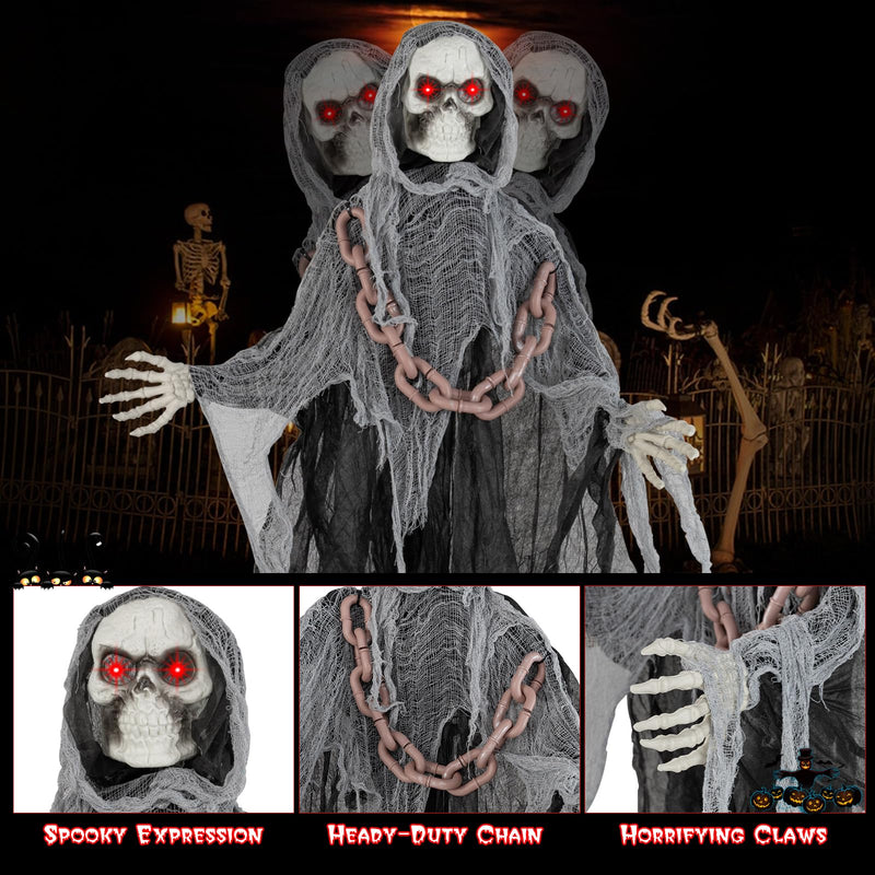 Load image into Gallery viewer, Goplus 6.4 FT Halloween Animatronic Standing Grim Reaper, Halloween Decoration with Chain
