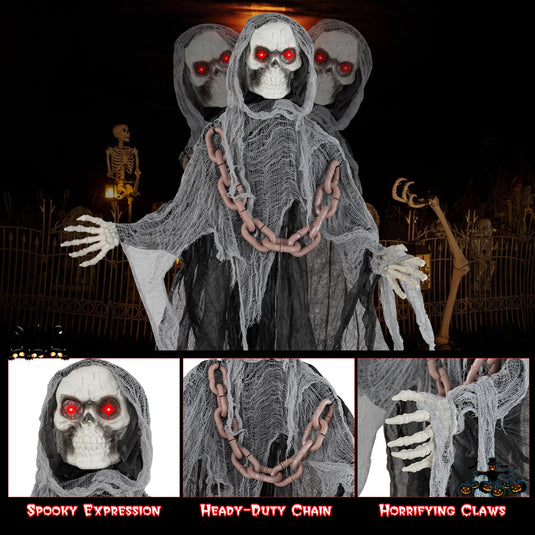 Goplus 6.4 FT Halloween Animatronic Standing Grim Reaper, Halloween Decoration with Chain