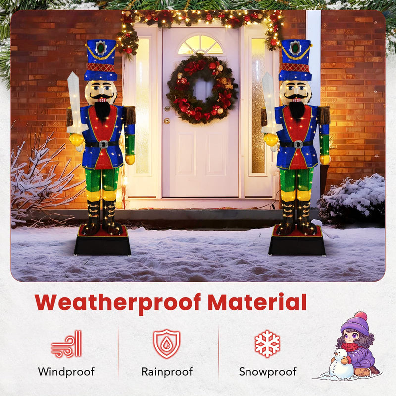 Load image into Gallery viewer, Goplus 6 FT Lighted Nutcracker with Sword, Life-Size Soldier Christmas Decoration with 110 LED Lights
