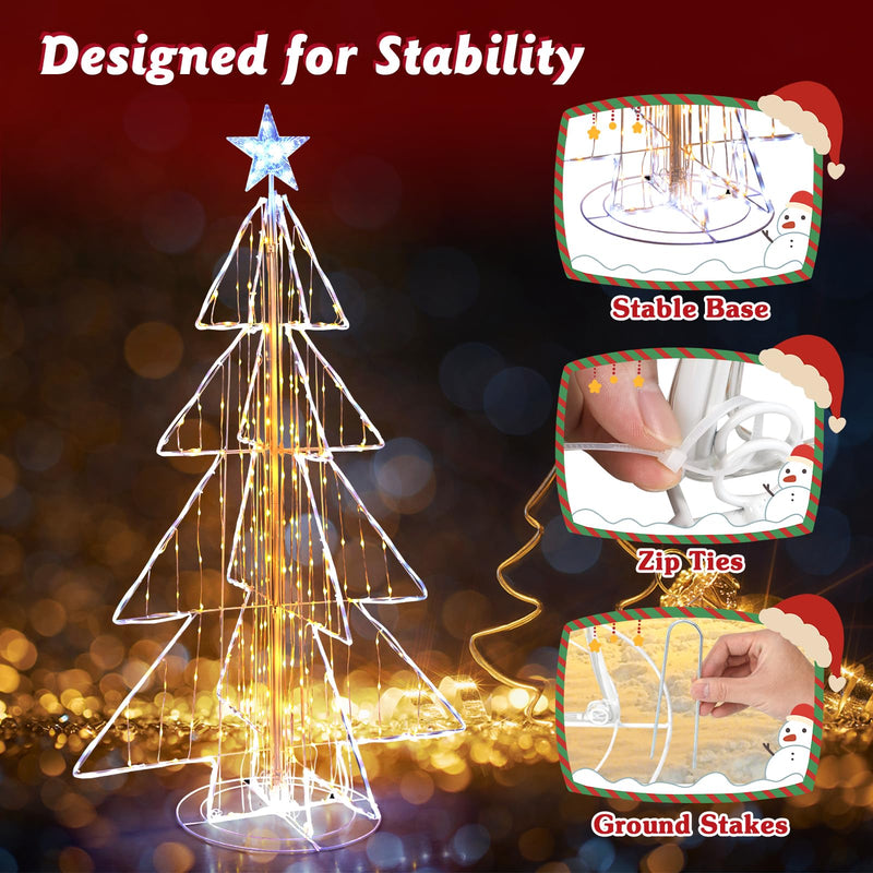 Load image into Gallery viewer, Goplus 5 FT LED Lighted Cone Tree, Indoor &amp; Outdoor Xmas Decoration with Star Topper &amp; Round Base
