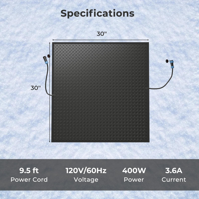 Load image into Gallery viewer, Goplus Heated Snow Melting Mat, Heated Outdoor Mat for Winter Snow Removal (30” x 30” with Power Cord + 2*Without Power Cord)
