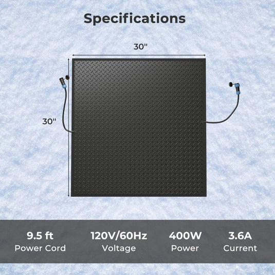 Goplus Heated Snow Melting Mat, Heated Outdoor Mat for Winter Snow Removal (30” x 30” with Power Cord + 2*Without Power Cord)