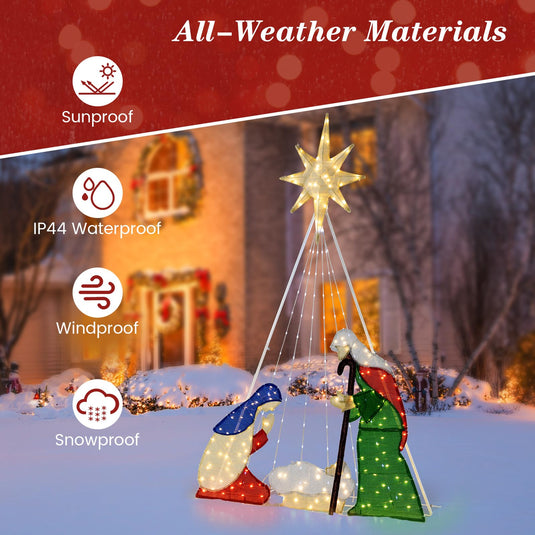 Goplus 6 FT Lighted Nativity Scene, Holy Family Set Christmas Decorati ...