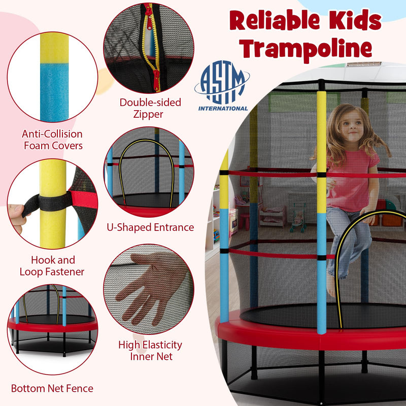 Load image into Gallery viewer, Goplus 55” Trampoline for Kids, ASTM Approved Toddler Trampoline with Safety Enclosure Net
