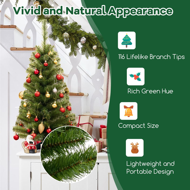 Load image into Gallery viewer, Goplus 3ft Mini Artificial Christmas Tree, Unlit Green Holiday Tree with 116 Lifelike PVC Branch Tips
