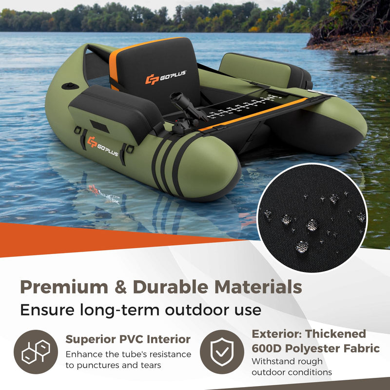 Load image into Gallery viewer, Goplus Inflatable Float Tube, Fishing Belly Boat with Fish Ruler, Pump, Storage Bag, Adjustable Straps
