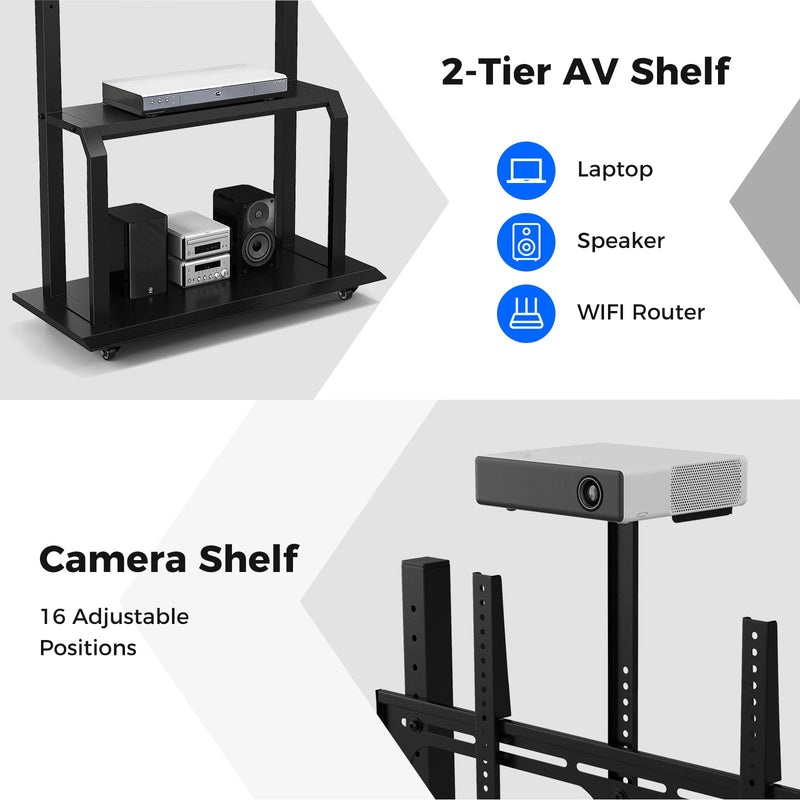 Load image into Gallery viewer, Goplus Mobile TV Stand, Rolling TV Cart with Camera Shelf &amp; AV Shelves
