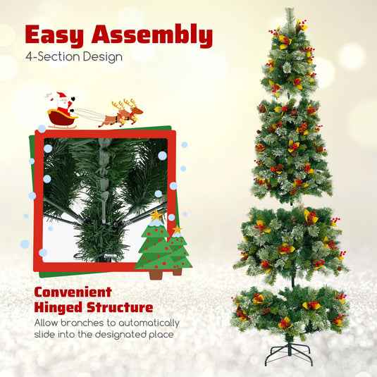 Goplus 7.5ft Pre-Lit Artificial Christmas Tree, Hinged Xmas Tree with 1096 PVC & Pine Needles