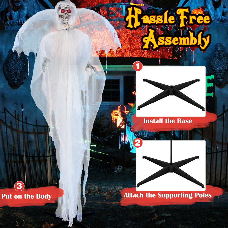 Load image into Gallery viewer, Goplus 8.3 FT Halloween Standing Angel, Poseable Halloween Animatronic Prop with Light up Eyes
