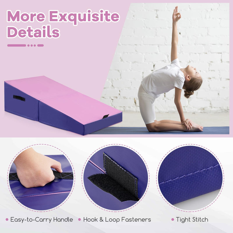 Load image into Gallery viewer, Goplus Gymnastics Mat, Folding Incline Yoga Mat with EPE Foam, Non-slip PVC Leather, Carrying Handle
