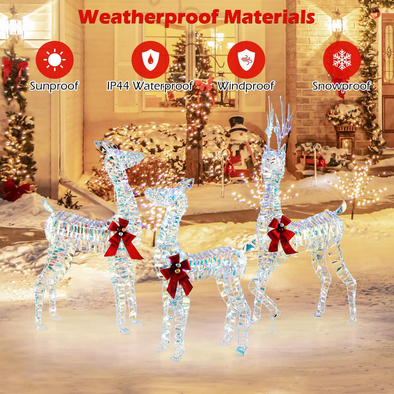 Load image into Gallery viewer, Goplus 3-Piece Large Lighted Christmas Reindeer Family, Light up Xmas Decorations w/LED Lights &amp; Bows
