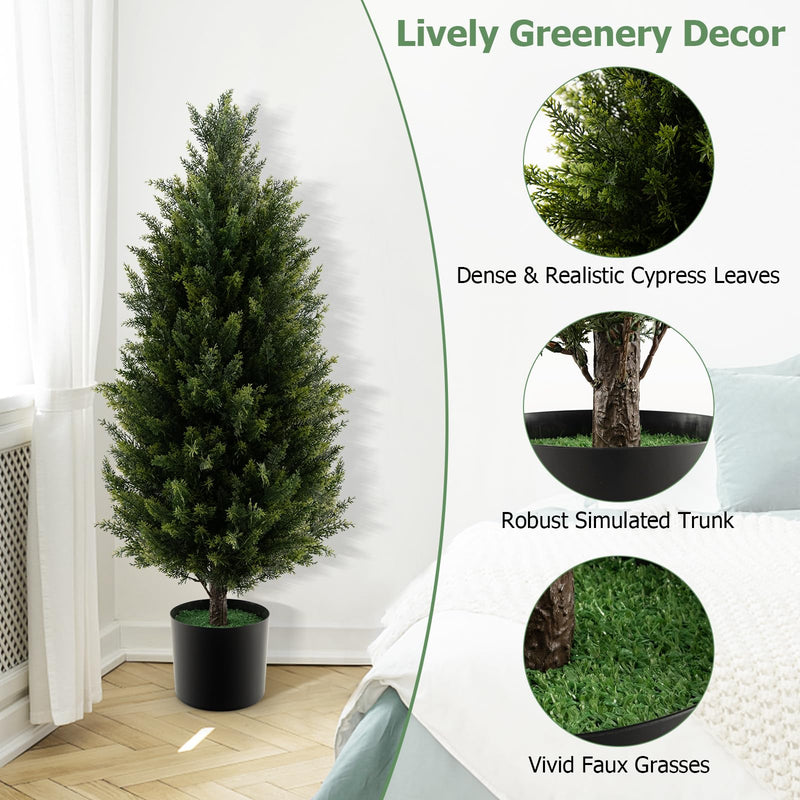 Load image into Gallery viewer, Goplus 3FT Artificial Topiary Cedar Tree, Faux Potted Plants Artificial Cypress Tree with Cement Plastic Pot
