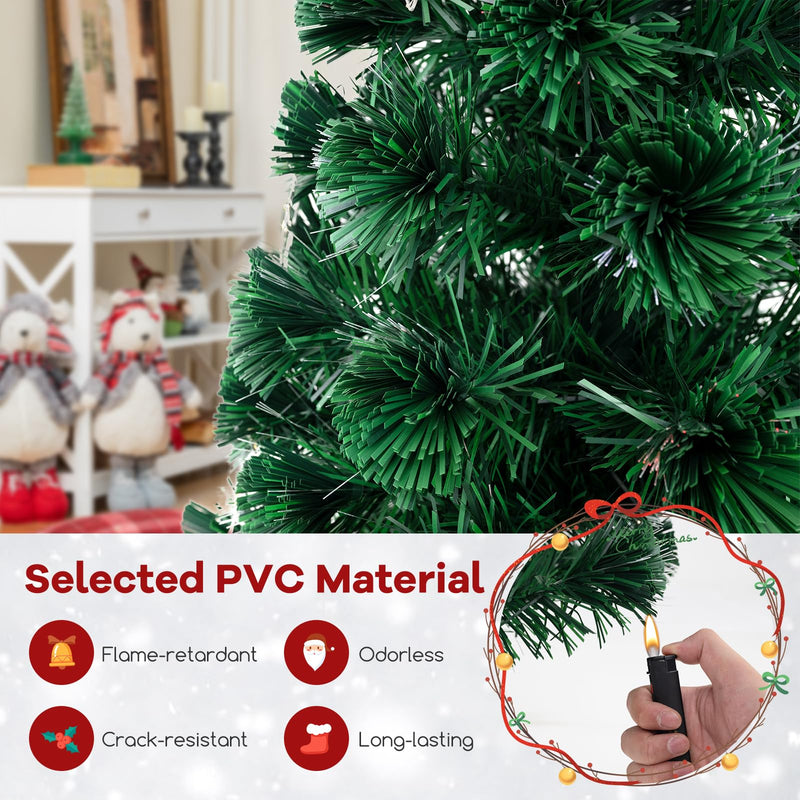 Load image into Gallery viewer, Goplus 6ft Pre-Lit Fiber Optic Christmas Tree, Top Star, 230 Branch Tips, Metal Stand, Office Home Decoration
