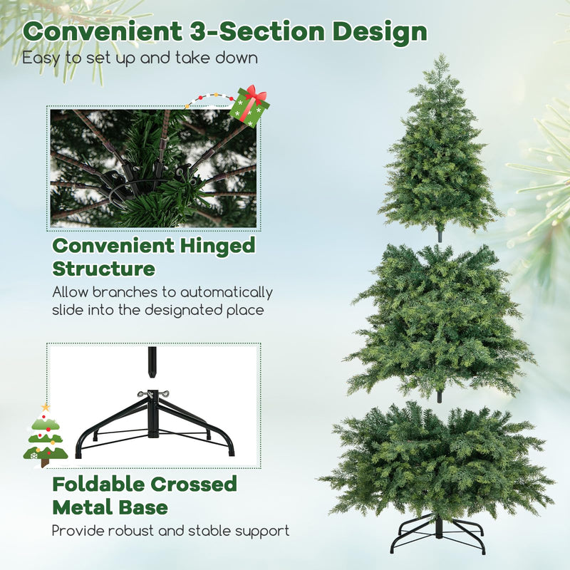 Load image into Gallery viewer, Goplus 6ft Artificial Christmas Tree, Unlit Green Hinged Xmas Full Tree with 721 Lush Branch Tips
