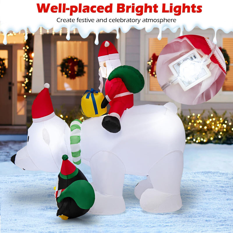 Load image into Gallery viewer, Goplus 7FT Christmas Inflatables, LED Lighted Xmas Inflatable Polar Bear with Shaking Head, Santa &amp; Penguin
