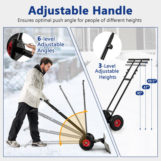 Goplus 36” Wide Snow Shovel for Driveway, Heavy-Duty Metal Snow Plow w/ 7-Position Angled Blade