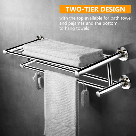Goplus 24'' Towel Rack, Stainless Steel Metal Bathroom Towel Bar
