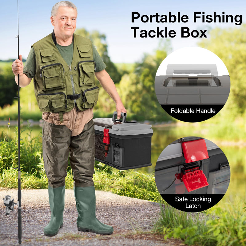 Load image into Gallery viewer, Goplus Large Tackle Box, Portable Fishing Storage, Premium Box for Tackle Storage &amp; Tool Organization
