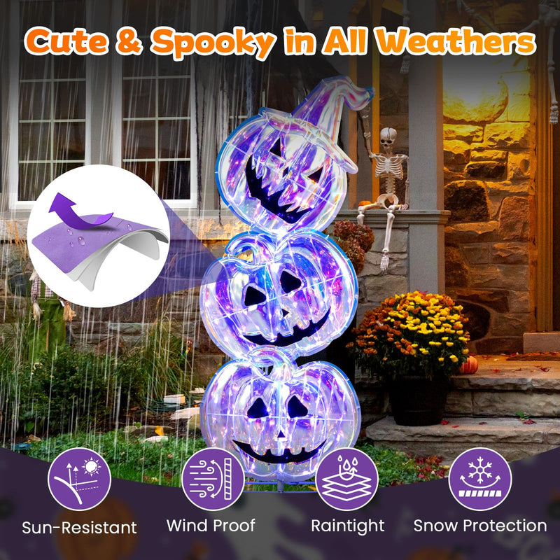 Load image into Gallery viewer, Goplus 3.4 Ft Halloween Decorations, Light up Stacked Pumpkins with 150 LED Lights
