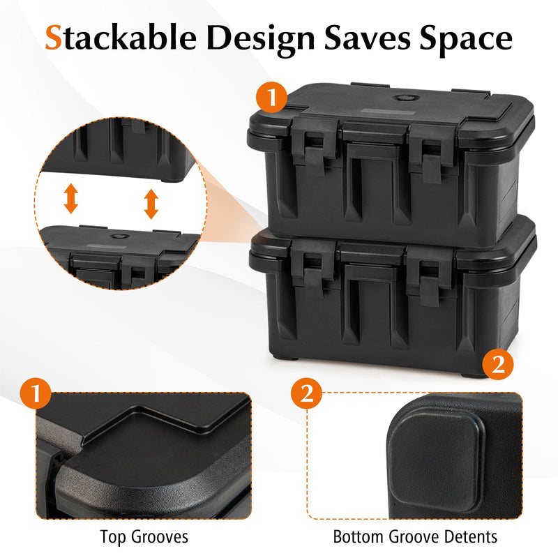 Load image into Gallery viewer, Goplus Insulated Food Pan Container, 31 QT Stackable Hot Box w/ 3 Transparent One-Third Pans with Lids
