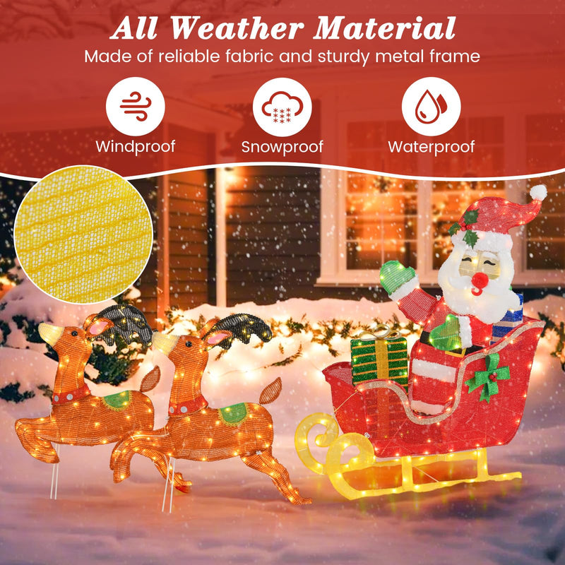 Load image into Gallery viewer, Goplus Lighted Christmas Santa Claus with Reindeer, Santa on Sleigh Decoration w/LED Lights
