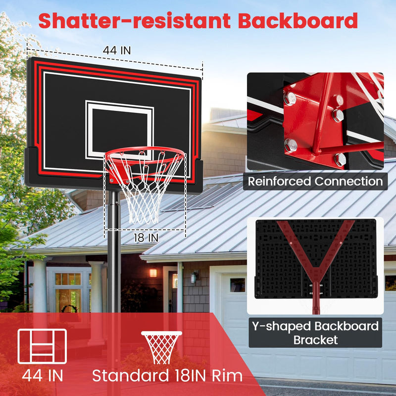 Load image into Gallery viewer, Goplus Portable Basketball Hoop Outdoor, 7.5-10 FT Height Adjustable Basketball Goal System with 44” Shatterproof Backboard
