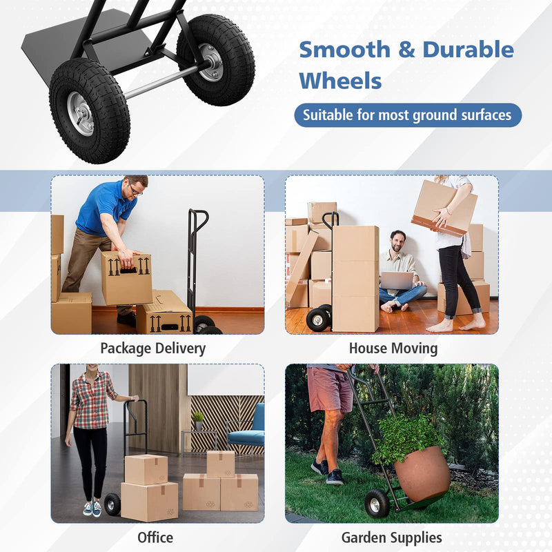 Load image into Gallery viewer, Goplus P-Handle Hand Truck, High Back Sack Barrow with 10&quot; Wheels, Built-in Double Bearings and Foldable Load Plate
