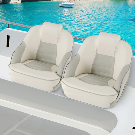 Goplus Captain Bucket Seat, Pontoon Boat Seats w/Waterproof PVC Leather & Thick Sponge Padding