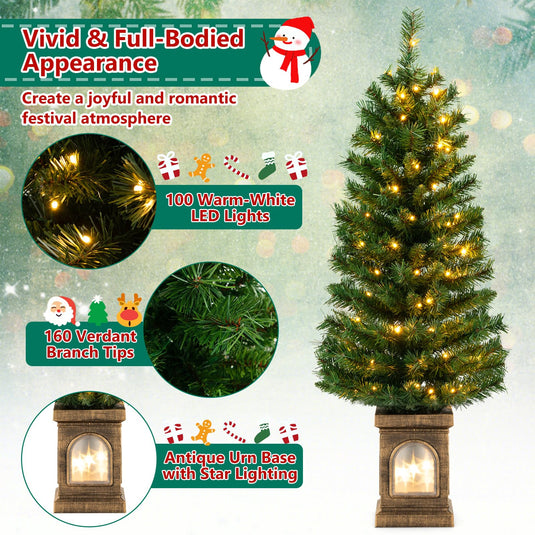 Goplus 4ft Pre-Lit Christmas Tree for Entrances