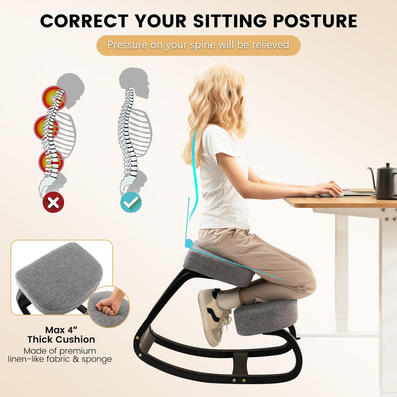 Load image into Gallery viewer, Goplus Kneeling Chair, Ergonomic Posture Chair with 4” Thick Padded Cushion
