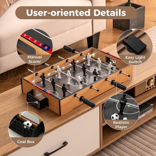 Goplus Foosball Table, 20 Inch Mini Soccer Game Table with LED Lights, 2 Footballs, Non-Slip Handle