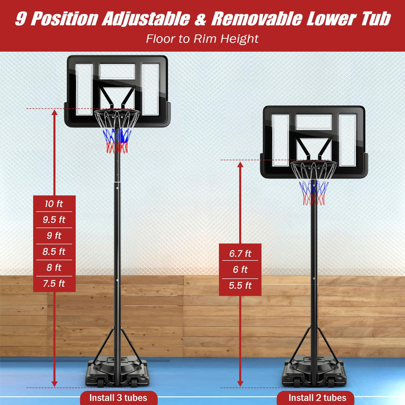 Load image into Gallery viewer, Goplus Portable Basketball Hoop, 10FT Height Adjustable Basketball Goal w/44‘’ Shatterproof Backboard
