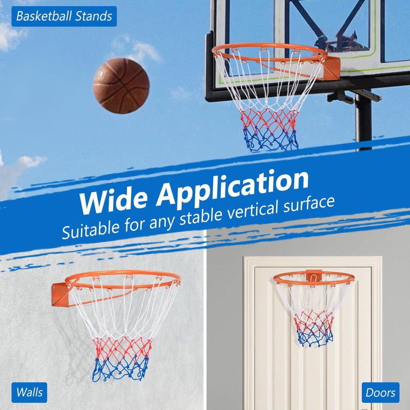 Load image into Gallery viewer, Goplus 18’’/15’’ Replacement Basketball Rim, Wall Door Mounted Basketball Hoop with All Weather Net
