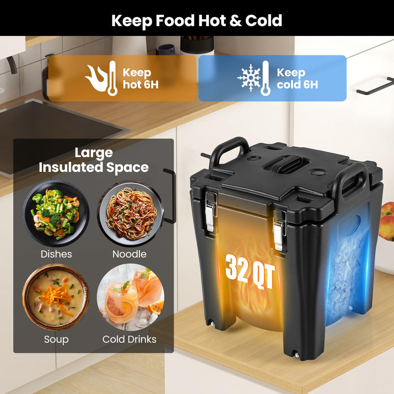 Load image into Gallery viewer, Goplus Portable Insulated Food Carrier, 32 QT Stackable Food Warmer with Stainless Steel Barrel
