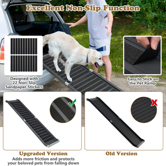 63" Dog Ramp, Foldable Safety Bi-fold Pet Cat Ramp Portable Lightweight Back Seat Ladder for Cars