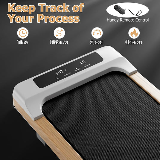 Walking Pad, Wooden Under Desk Treadmill for Home and Office - Goplus