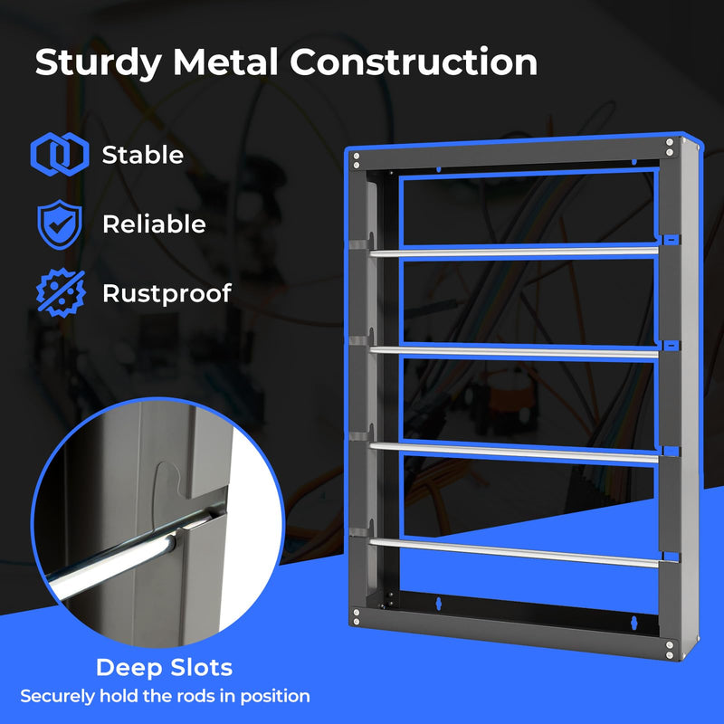 Load image into Gallery viewer, Goplus Wire Spool Rack with 4 Rods, Ribbon Holder Organizer Rack, Wall Mounted Cable/Wire Dispenser
