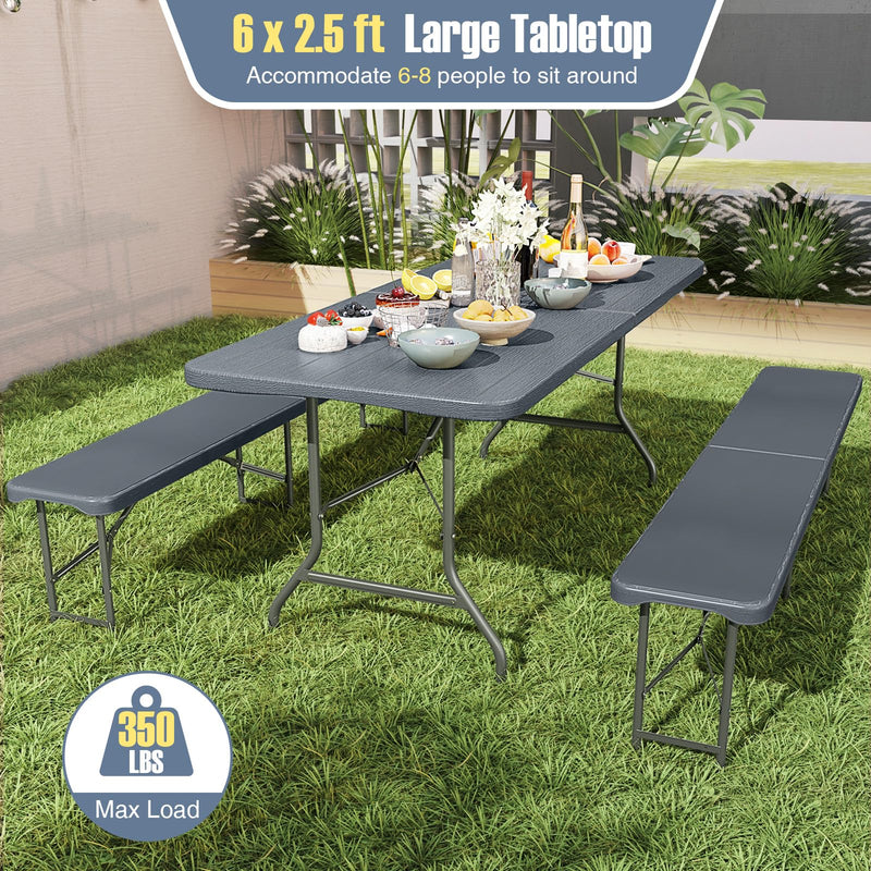 Load image into Gallery viewer, Goplus 6ft Plastic Folding Table, 350 LBS Indoor Outdoor Heavy Duty Portable Folding Tables with HDPE Tabletop
