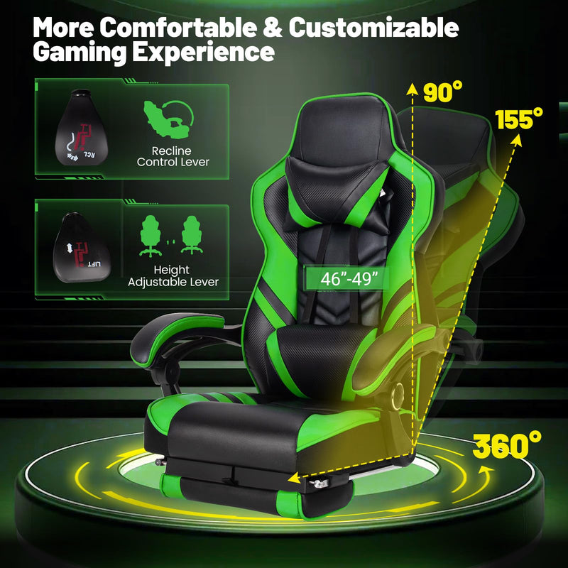 Load image into Gallery viewer, Goplus Gaming Chair, Computer Chair with Footrest and Lumbar Support
