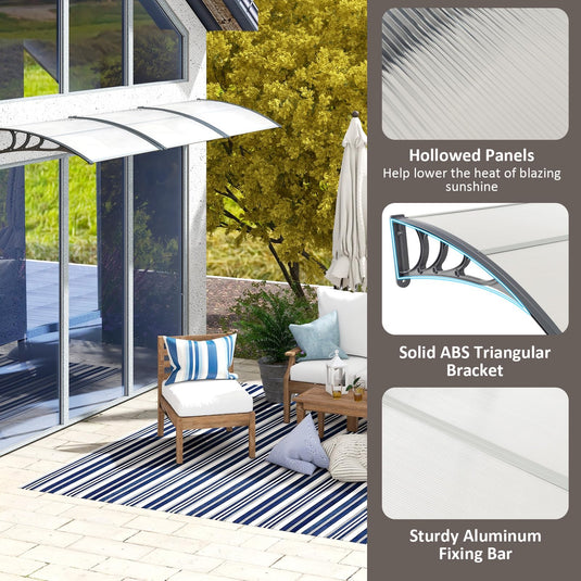 Goplus 48" x 40" Awnings for Doors, Window Awning with Rain Snow Sunlight UV Protection, UPF 50+, Hollow Sheet