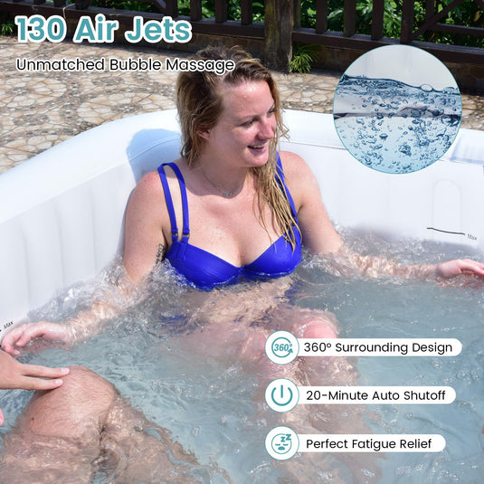 Goplus Inflatable Hot Tub, Blowup Pool Hottub wHeater Pump, Filter Cartridges, Insulated Cover, Ground Cloth, Portable Outdoor Water SPA