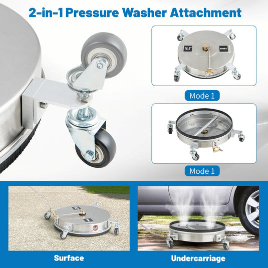 Goplus 16.5” Pressure Washer Surface Cleaner, Undercarriage Pressure Washer Attachment