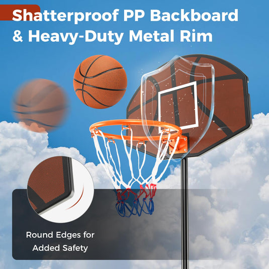 Goplus Portable Basketball Hoop Outdoor, 5.6-6.5 FT Height Adjustable Basketball Goal System with Shatterproof Backboard